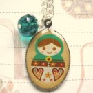 N343HM Green Doll Pendant Necklace