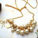 Gold Necklace with Faux Pearl N209