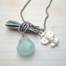 Necklace with aeroplane and tear drop bead n233