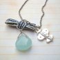 Necklace with aeroplane and tear drop bead n233