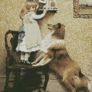 Counted Cross Stitch Pattern - A GIRL AND HER SHELTIE - Charles Burton Barber