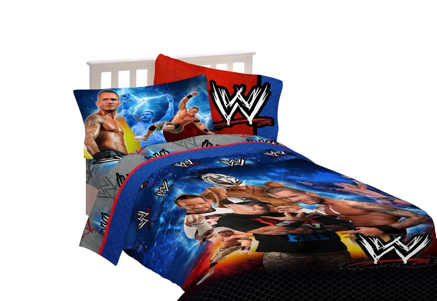 Boys Young Mens WWE Wrestling Champions Twin Size Bed Comforter Bedding ...