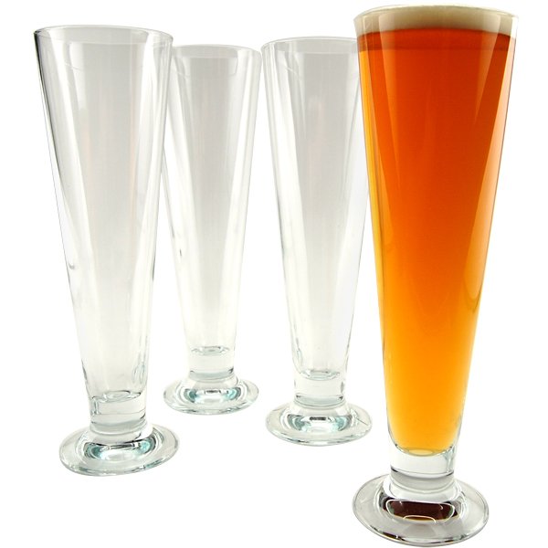 Footed Pilsner Beer Glasses 13 Oz Set Of 4