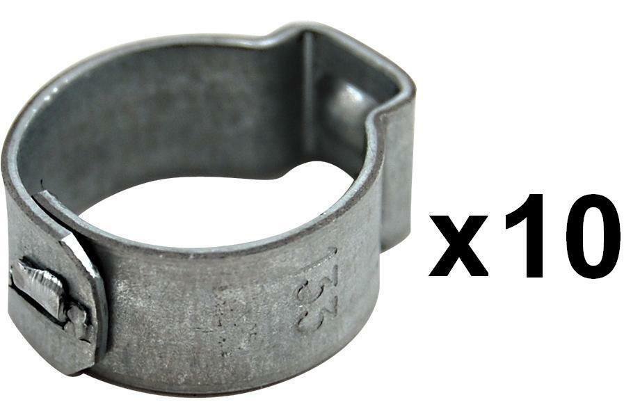 Set of 10 Tab Crimp Clamps for Draft Beer Hoses (3/16" I.D. x 7/16" O