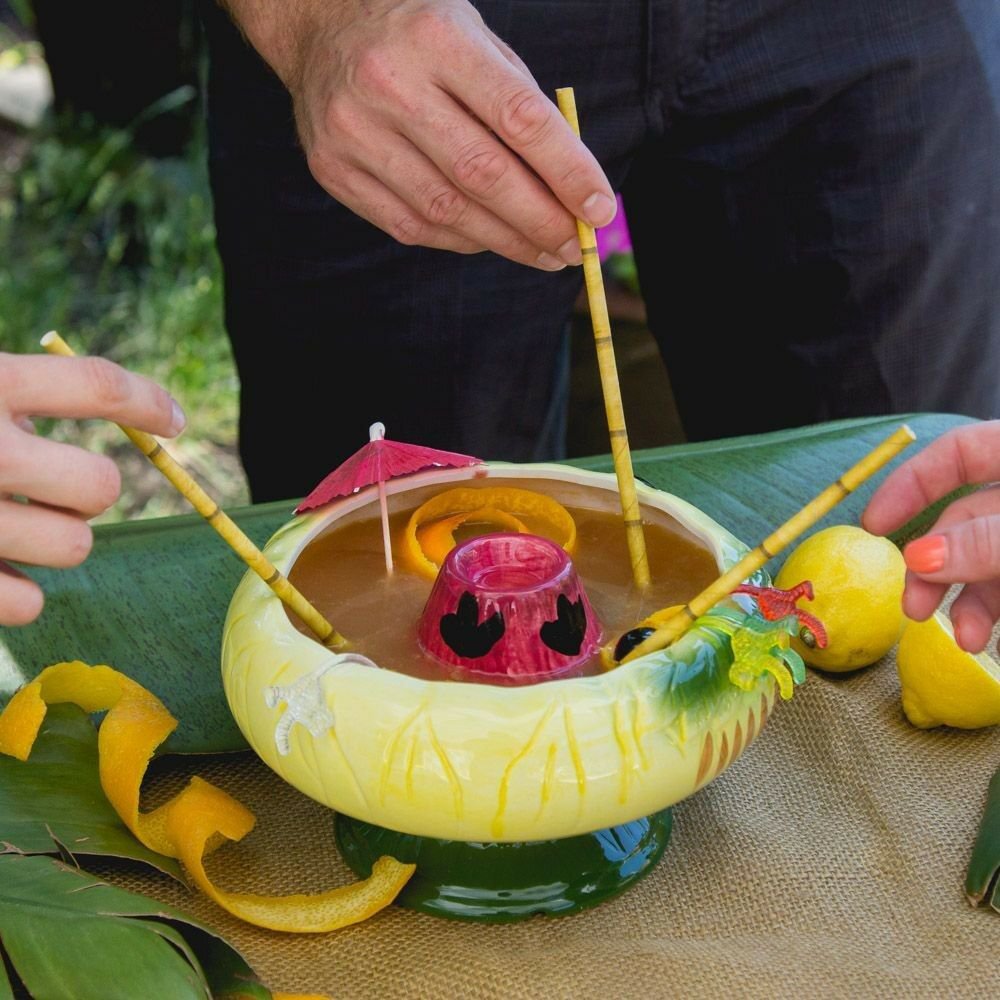 Volcano Bowl Ceramic Tiki Drink Bowl 32 oz Outdoor Hawaiian Luau