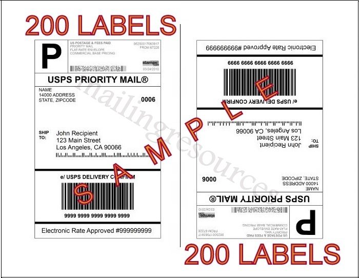 200 Shipping Labels PAYPAL USPS FEDEX UPS CLICK N SHIP Ebay