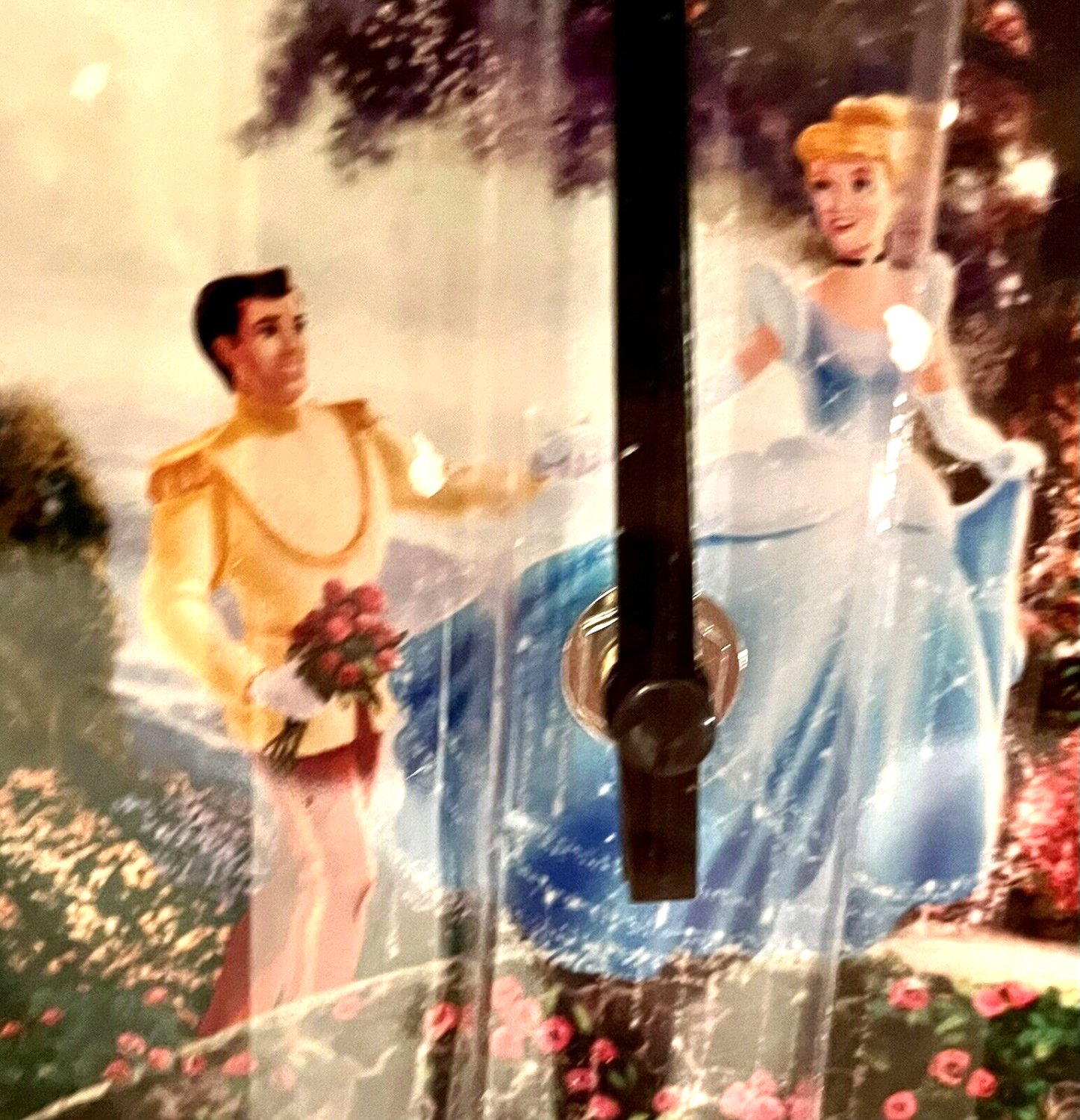 Thomas Kinkade Cinderella & Prince Glass Wall Clock