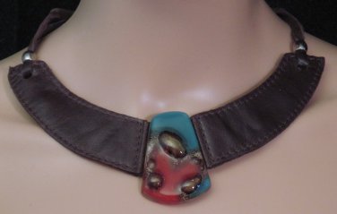 BRAND NEW Handmade Brown Grisel Leather Choker #0583