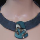 BRAND NEW Handmade Blue Buenos Aires Leather Choker #0584