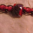 BRAND NEW Handmade Red Leather & Glass Lola Bracelet #0561