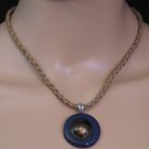 BRAND NEW Handmade Blue Carla Necklace w/Leather #0575