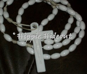 Soft White Rosary with White Cross