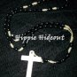 Black Rosary with White Cross