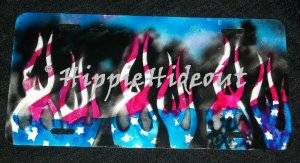 Airbrushed License Plate Flames Old Glory