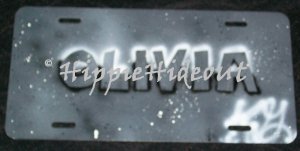 Airbrushed License Plate Personalized Name Carved in Stone