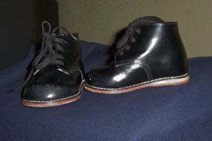 BLACK BABY BOY HIGH TOP SHOES ALL LEATHER WALKER SIZE 3