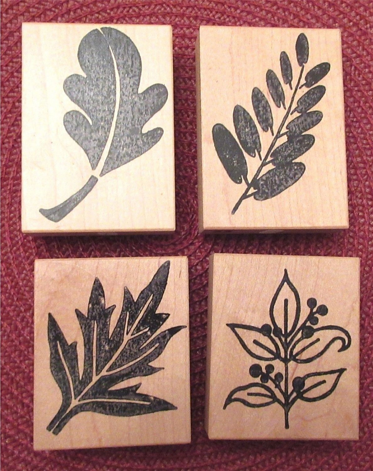 4 Stamps Fall Leaves Leaf Mounted Rubber Unbranded 33, 34, 49, 74 New