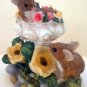 Mice in Flowered Bird Bath Collectible Decor