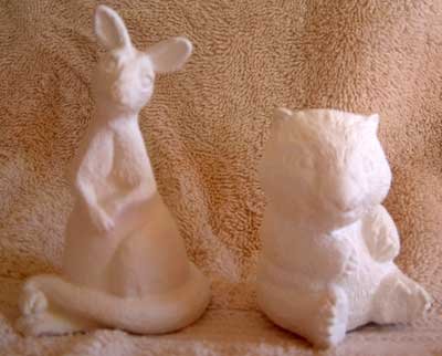 Ceramic Bisque KANGAROO WOMBAT African Animals
