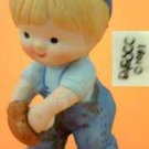 Blonde Boy Playing Baseball in Hat w/Ball Enesco Country Cousins
