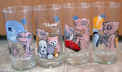 ET Pizza Hut Drink Glasses Lot Set/4 Limited Edition