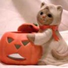Ceramic Tea Lite Holder Ghost Cat Halloween
