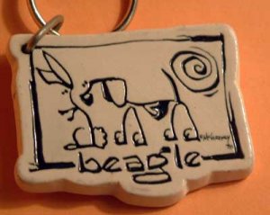 Beagle Cavern Canine Dog Breed Stoneware Ceramic Clay Jewelry Key Chain McCartney - NEW