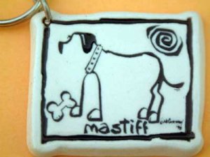 Mastiff Cavern Canine Dog Breed Stoneware Ceramic Clay Jewelry Key Chain McCartney - NEW
