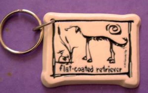 Flat Coated Retriever Cavern Canine Dog Breed Stoneware Ceramic Clay Key Chain McCartney - NEW
