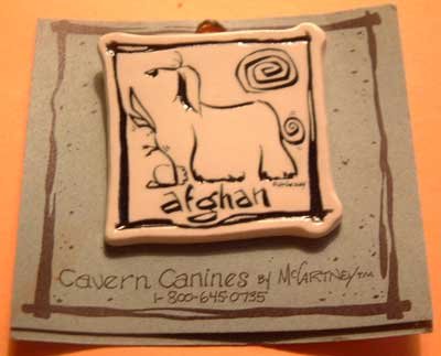 Afghan Cavern Canine Dog Breed Stoneware Ceramic Clay Jewelry Pin McCartney - NEW