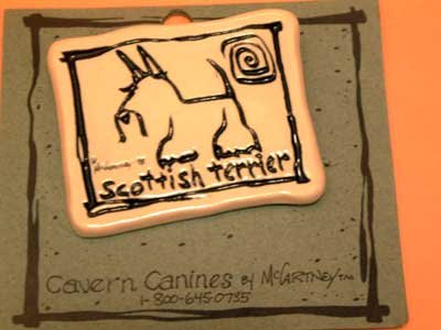 Scottish Terrier Cavern Canine Dog Breed Stoneware Ceramic Clay Jewelry Pin McCartney - NEW
