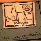 Min Pin Cavern Canine Dog Breed Stoneware Ceramic Clay Jewelry Pin McCartney - NEW