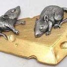 Mice on Cheese Mouse JJ Jonette Jewelry Lapel Pin