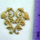 Heart Floral Raw Brass Jewelry Craft Altered Art Clay Mold Design