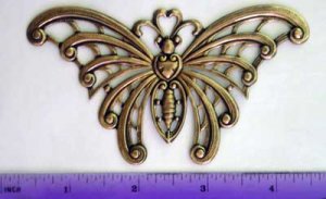 Moth XL Butterfly Gothic Raw Brass Jewelry Craft Altered Art Clay Mold Design
