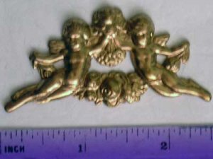 Cherub Banner Raw Brass Jewelry Craft Altered Art Clay Mold Design