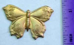 Butterfly Moth #1 Raw Brass Jewelry Craft Altered Art Clay Mold Design