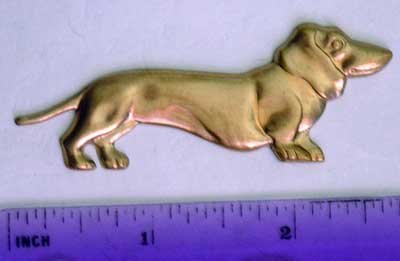 Doxie Dog Raw Brass Jewelry Craft Altered Art Clay Mold Design