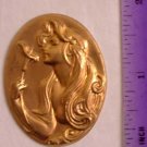 Lily Flower Woman Raw Brass Jewelry Craft Altered Art Clay Mold Design