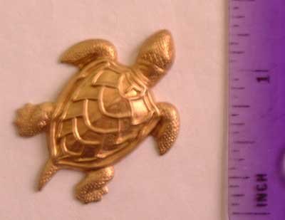 Turtle Realistic Raw Brass Jewelry Craft Altered Art Clay Mold Design