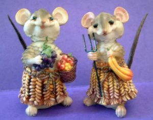 Fall Mice Corn Cob Resin Mouse Design NWT Set #1