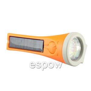 Orange portable Solar Charger with LED Electric Torch Adjustable Brightness