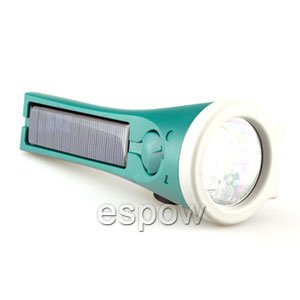 Cyan Portable Solar Charger with LED Electric Torch Adjustable Brightness
