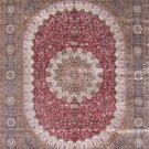 10'x14'Red Floral Hand Knotted Silk Kashan Area Rug/Carpet
