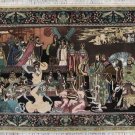 2'x6'Scenario in Palace Brown Hand Knotted Silk Area Rug/Tapestry