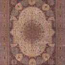 9'x12'Beige Floral Hand Knotted Isfahan Oriental Silk Area Rug/Carpet