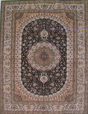 4'x6'Navy Hand Knotted Persian Oriental Silk Area Rug/Carpet