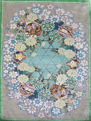 3'x5'Grey Floral Hand Knotted Chinese Silk Area Rug/Carpet