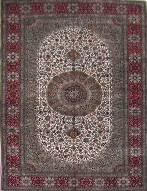 5'x8'Beige Hand Knotted Persian Oriental Silk Area Rug/Carpet