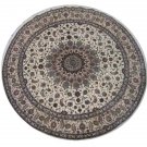 5'x5'Beige Hand Knotted Persian Ortiental Round Silk Area Rug/Carpet